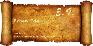 Erben Ida névjegykártya